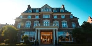 Elegant 4-star hotel exterior in Blackpool.