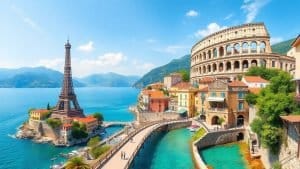 Famous European landmarks and hidden scenic places