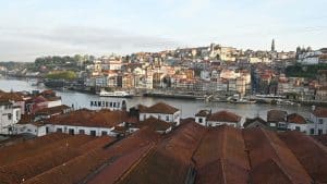 a view of a city with a river running through it