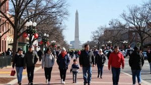 Washington DC monuments during Presidents' Day Weekend celebrations.