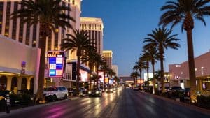 Las Vegas street near Convention Center and Monorail