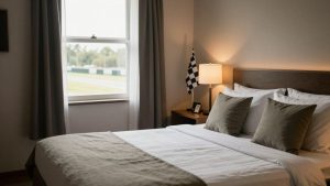 Comfortable hotel room near Le Mans race.
