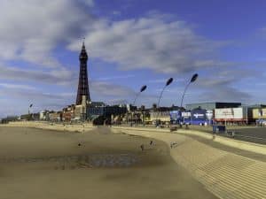 Blackpool Tower and the Golden Mile from Central Pier, weighing up the best area to stay in Blackpool