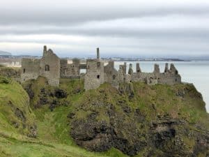 The clifftop ruins of Dunluce Castle above the Antrim coast