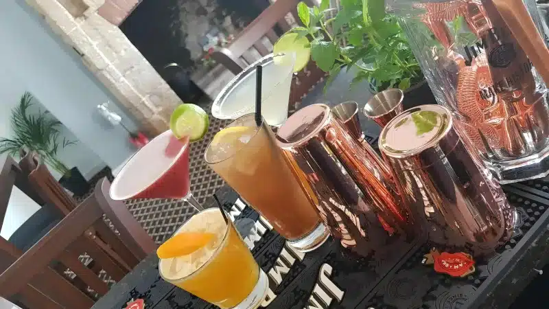 Cocktails on the bar.