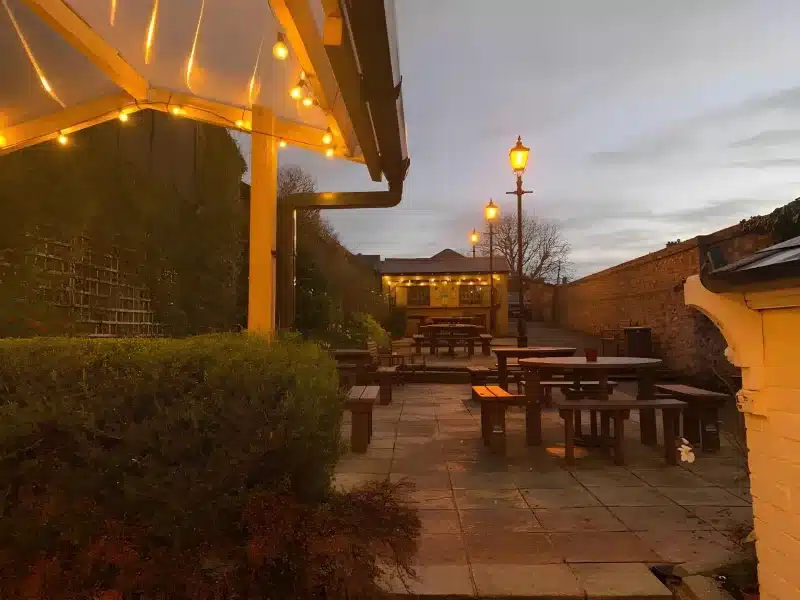 The beer garden at The Vintage Inn.