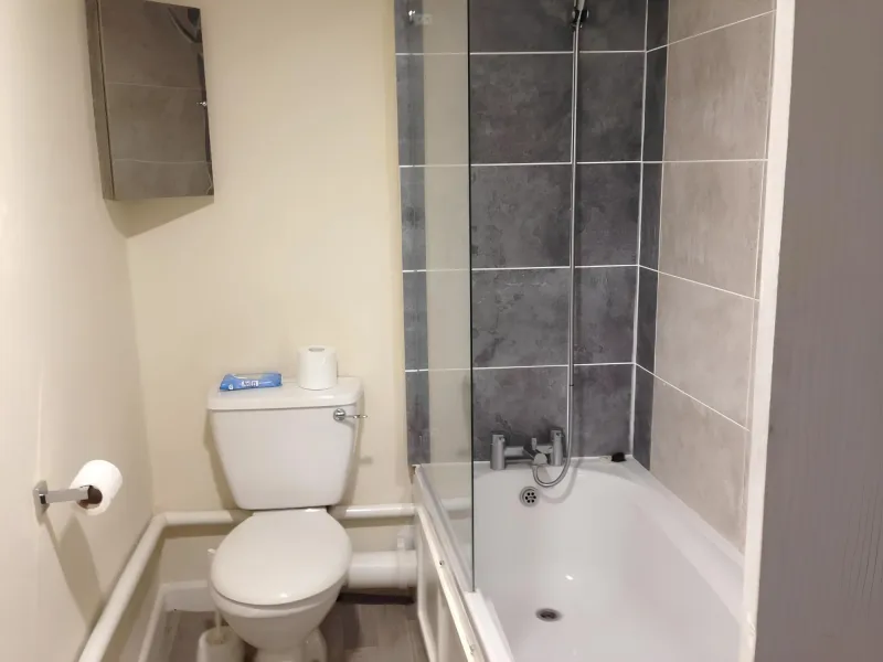 Bathroom with a bath, shower and toilet