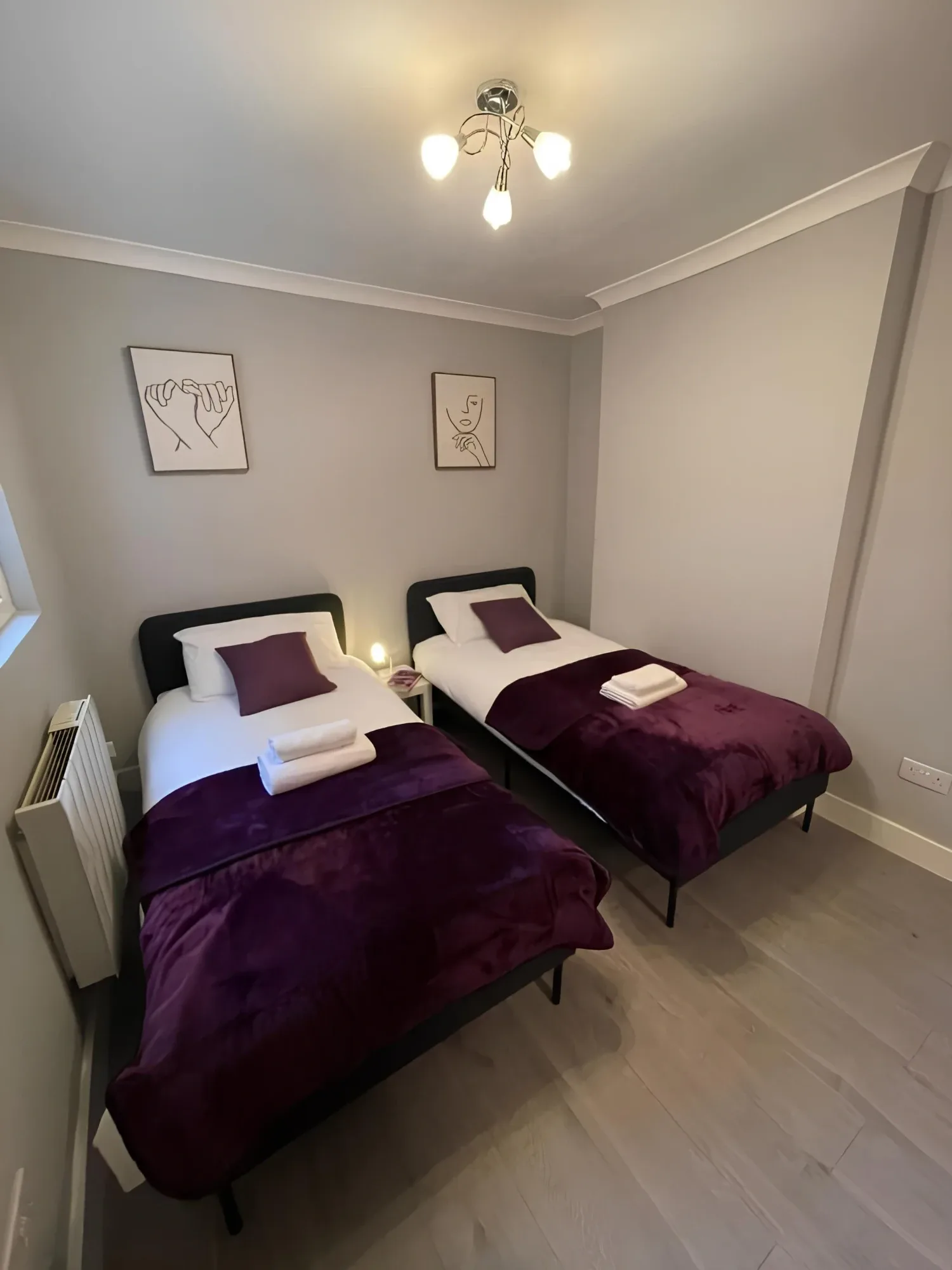 Twin beds in the Modern Ground-Floor Flat